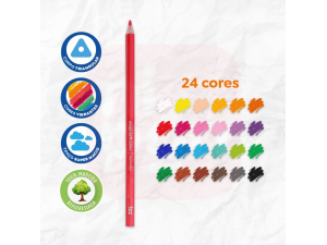 Kit Lápis de Cor Mega Soft Color 24 Cores + Apontador -  Tris 