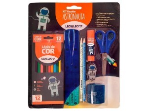 Kit Lápis de Cor 12 Cores 7 Peças Astronauta